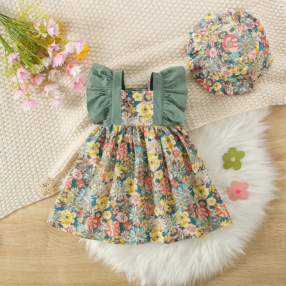 Baby Girl's Sleeveless Floral Print Clothes
