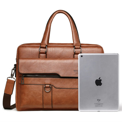 PU Leather Men's 14-Inch Laptop Briefcase