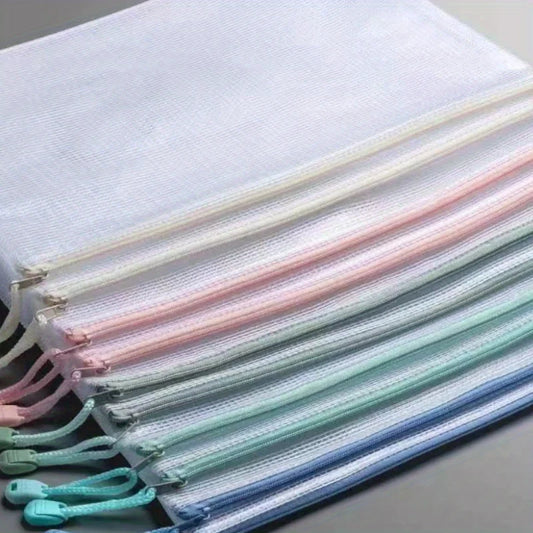 10pcs Mesh Zipper Bags for Classroom Organization