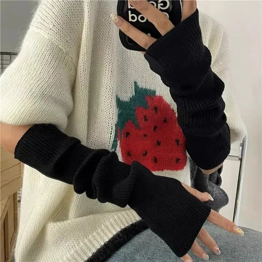Fingerlose Strickhandschuhe für Damen – Armstulpen für den Winter