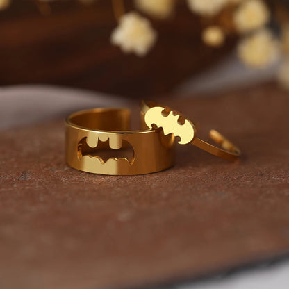Bat Winged Steel Couple Rings