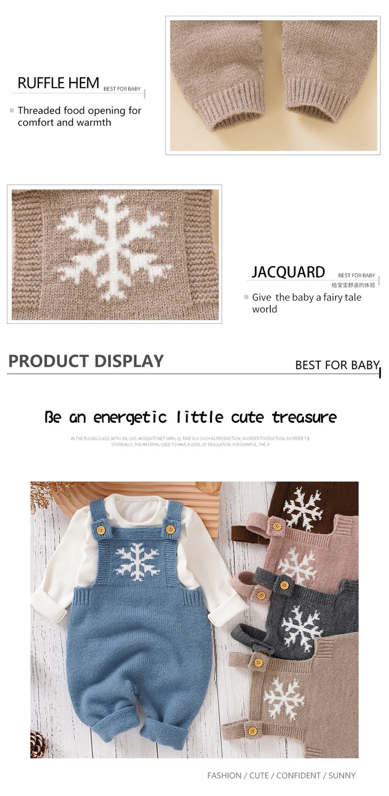 Snowflake Knitwear Baby Romper for 0-18M