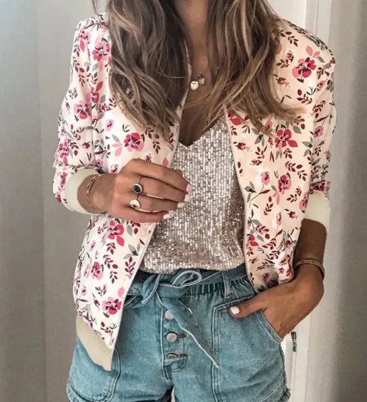 Women's Floral Print Bomber Jacket