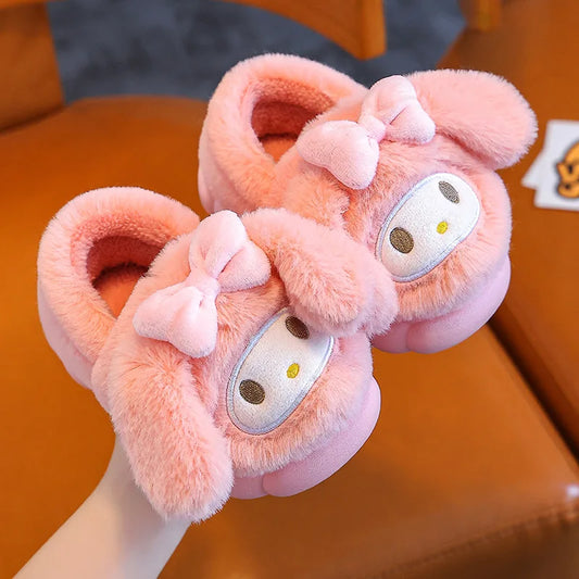 Cartoon Fluffy Kids' Non-Slip Warm Winter Slippers