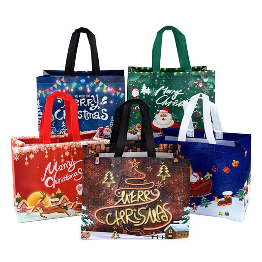 3pcs Kraft Christmas Gift Bags for Festive Packaging