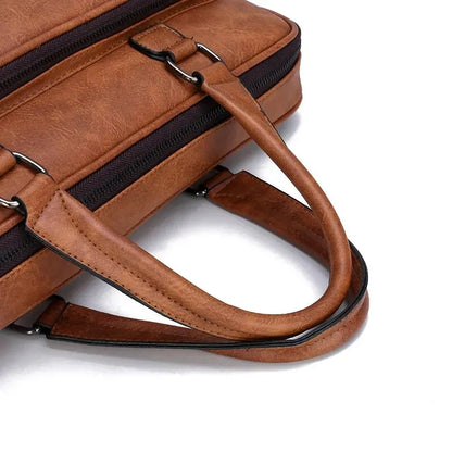 Large Capacity Waterproof PU Leather Laptop Shoulder Bag