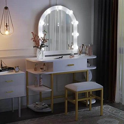 LED Vanity Desk with Mirror - Glam Up