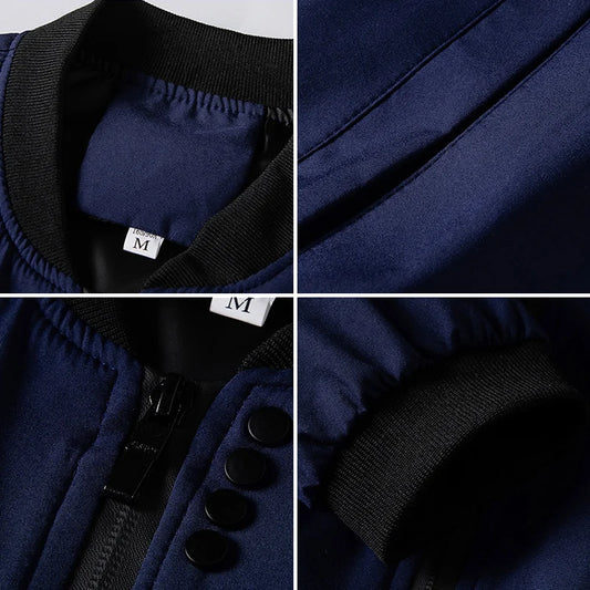 Men's Solid Baseball Neck Zipper Windbreaker Jacket