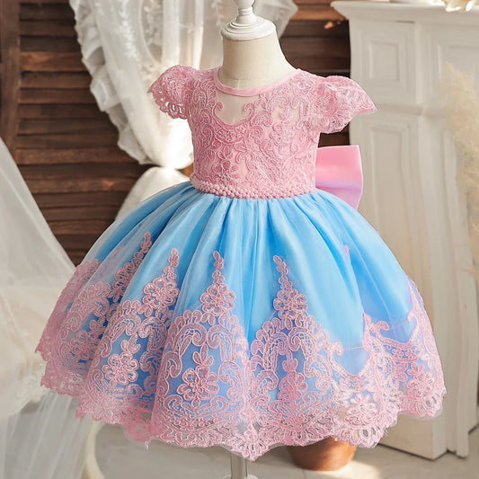 Princess-style Flying Sleeve Party Dress for Baby Girl