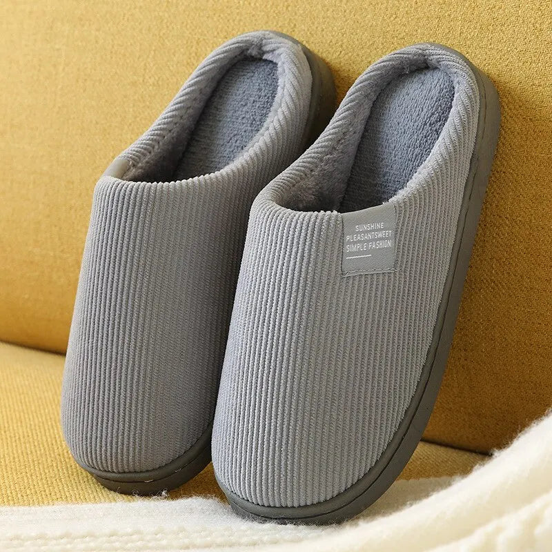 Chaussons d'hiver unisexes en peluche - Confort intérieur épais et antidérapant
