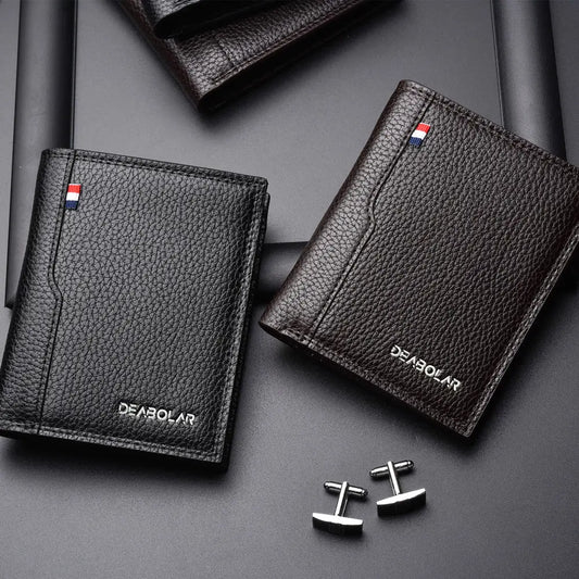 Luxuriöses, doppelt gefaltetes Portemonnaie aus Leder