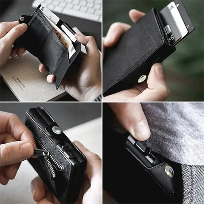 Automatic Pop Up Leather Card Holder Wallet