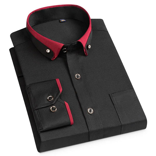 Men's Iron-Free Long-Sleeve Polyester Dress Shirt