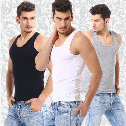 Men's Four Seasons Thin Cotton Vest Casual Comfortable Slim Fitness Sweatshirt
