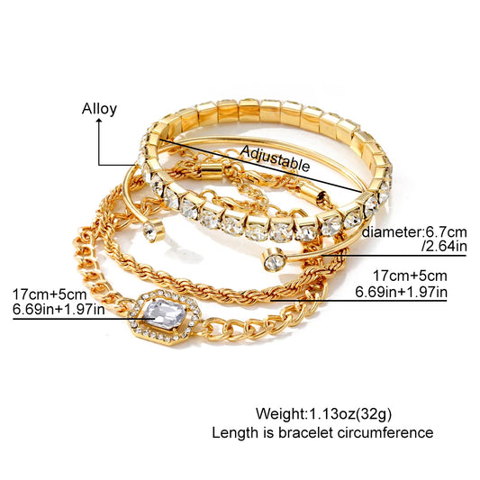 Crystal Shiny Adjustable Bracelets for Women