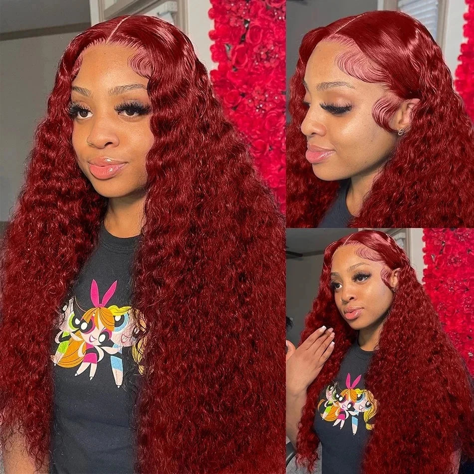 HD Lace Frontal Deep Wave Curly Echthaar Vorgezupfte Damenperücke
