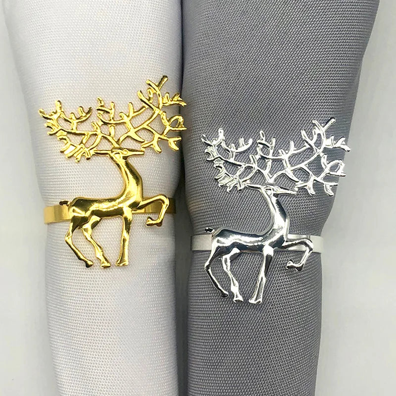 6PC Iron Art Deer Napkin Ring Christmas Elk Towel Holder