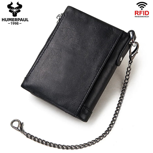 Kompakte Herrenbrieftasche aus echtem Leder mit Münzfach