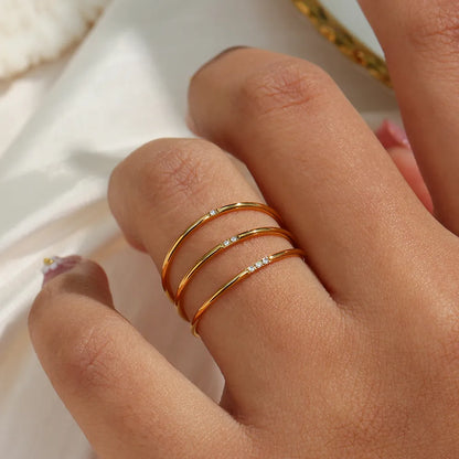 Gold-Plated Minimalist AAA Zircon Paved Rings for Women