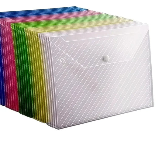 10 A4 Twill Waterproof Snap Buckles File Bags - Large Capacity for Office Materials