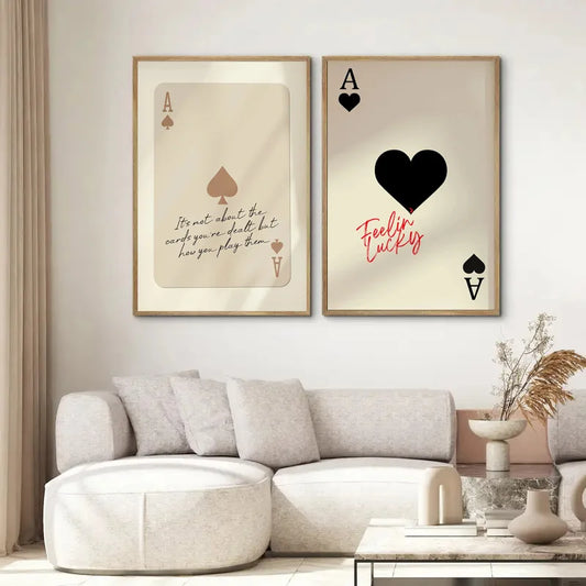 Modern Ace of Hearts Wall Art - Trendy Playing Card Canvas Print