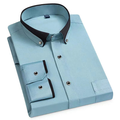 Men's Iron-Free Long-Sleeve Polyester Dress Shirt
