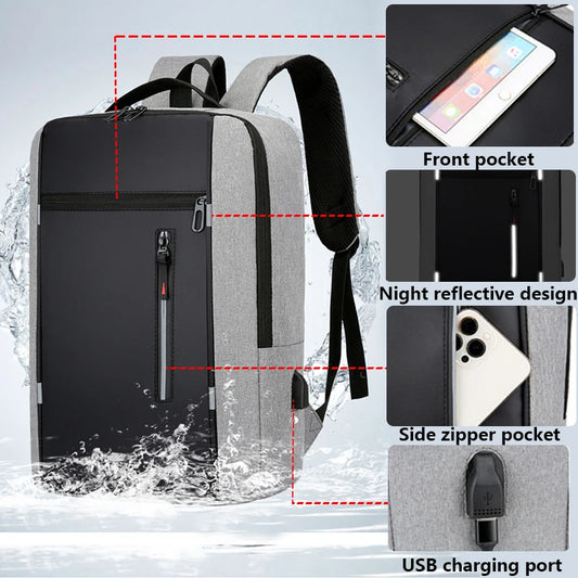 Waterproof USB Laptop Backpack for Men - 15.6 Inch Large Capacity