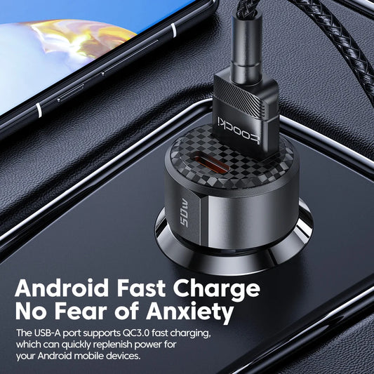 50W PD Type C USB Car Charger - Fast Charging