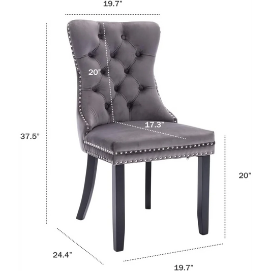 Luxury Tufted Velvet Dining Chairs with Ring Pull Trim