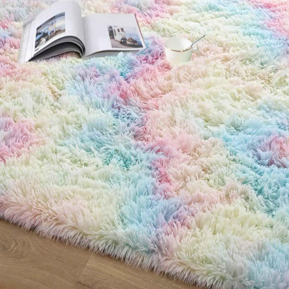 Plush Tie-Dyed Non-Slip Bedroom Rug