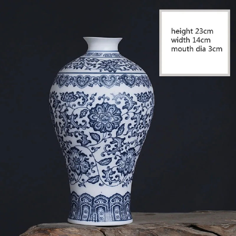 Thin Bodied Blue and White Ceramic Vase
