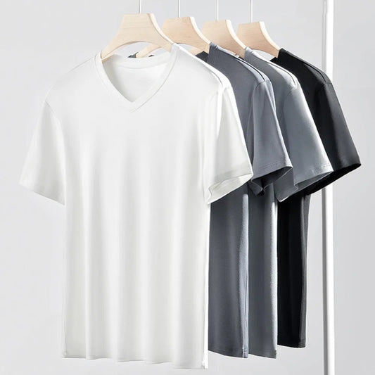Cooles Herren-T-Shirt aus Eisseide mit V-Ausschnitt