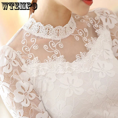 Lace Slim-Fit Turtleneck Knitted Top for Women