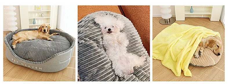 Plush Double-Sided Dog Bed Set