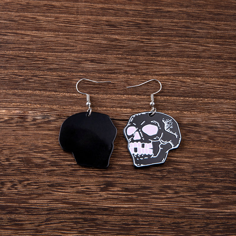 Spooky Black Cat Skull Earrings
