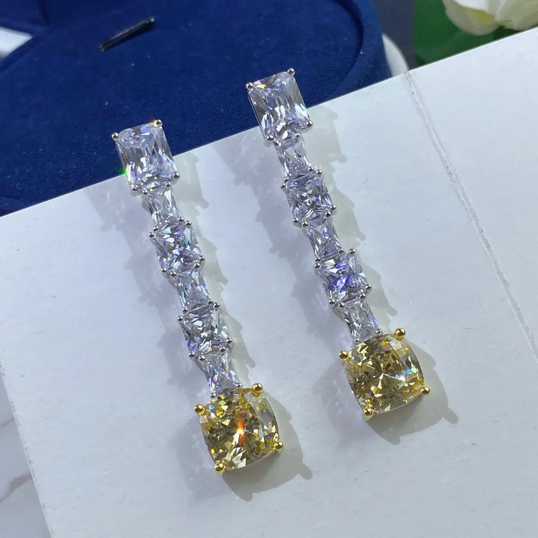 Women Radiant Yellow Diamond Earrings