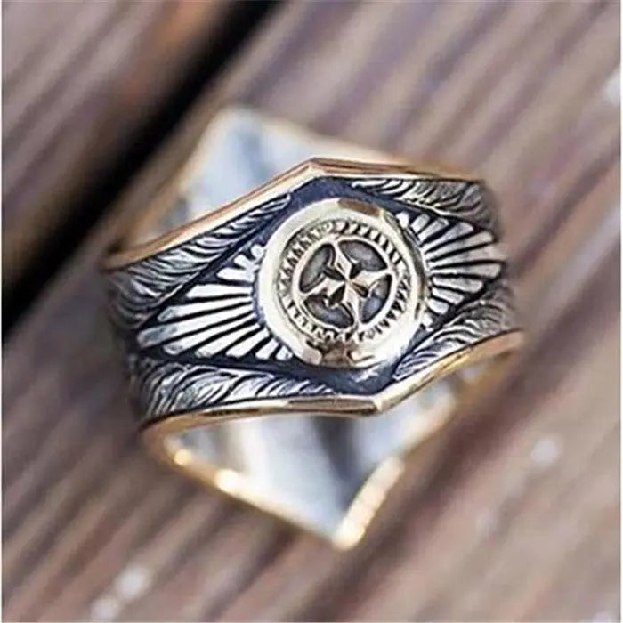 Vintage Men's Dual-Tone Glyph Rings