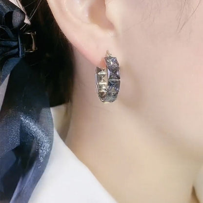 Grey Crystal Ring Earrings