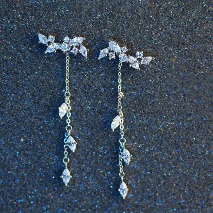 Women Fashion Crystal Earrings Long Tassels