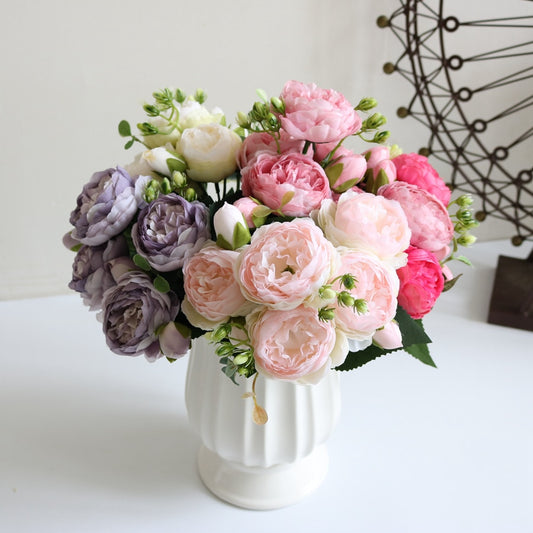 Peony Silk Rose Bouquet for Home Decor