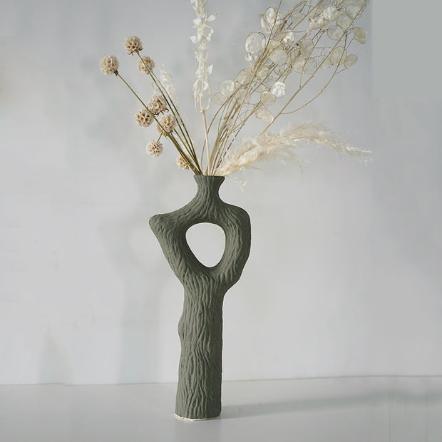 Elegant Twist Ceramic Vase for Dried Flowers