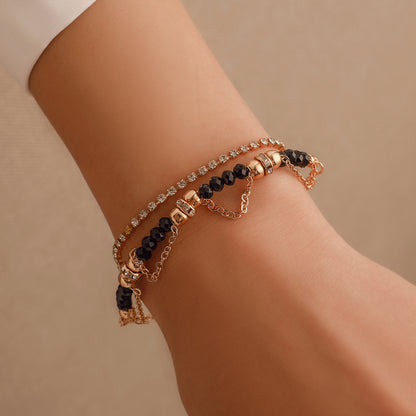 Ethnic Beaded Diamond Tassel Bracelet