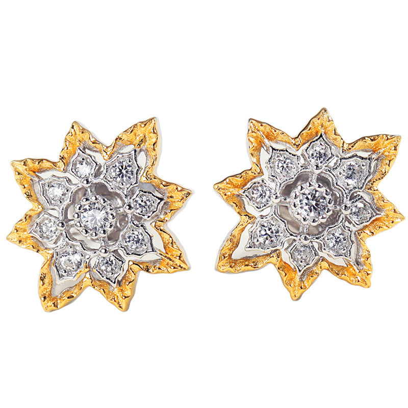 Two-Tone Gold-plated Zircon Inlaid Women Earrings