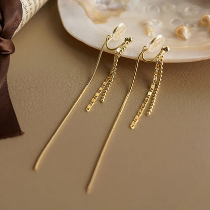 Women Silver Elegant Tassel Earrings