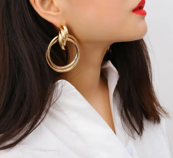 Chic Hollow Round Alloy Drop Earrings