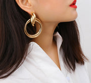 Oversized Hollow Round Alloy Drop Earrings For Women