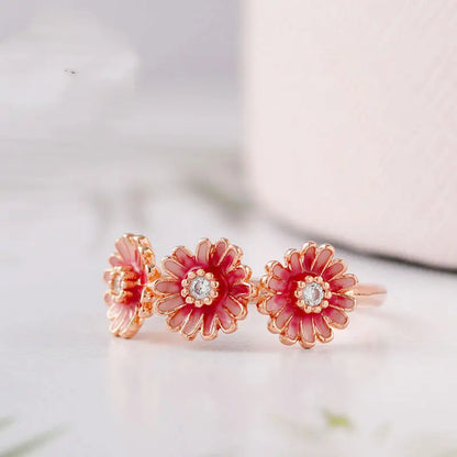 Three Pink Daisy Rings