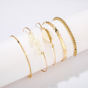 Beach Bracelets - 5-Piece Gold Beaded Set