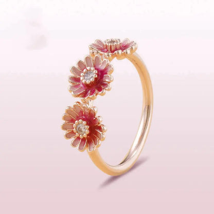 Three Pink Daisy Rings