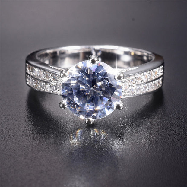 Sparkling Simulated Diamond Engagement Ring